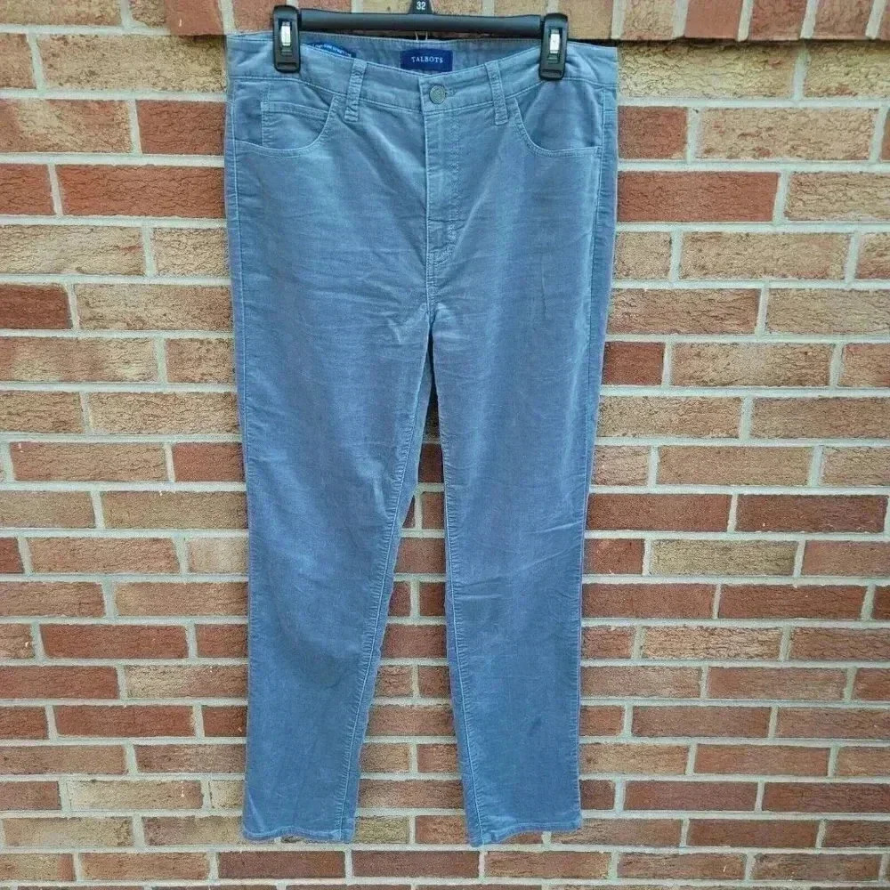 Talbots Grey Suede Career Dress Pants Women's Size 10 High- Waist Straight- Leg